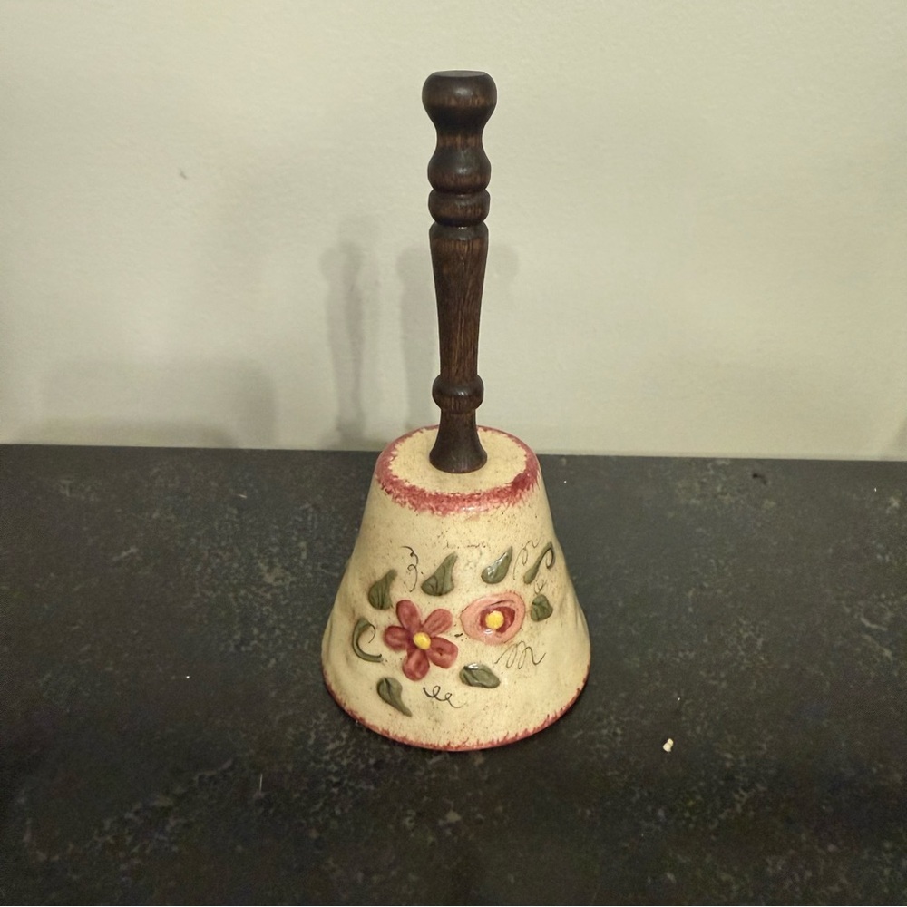 Cream and Red Floral Accent Bell Decor